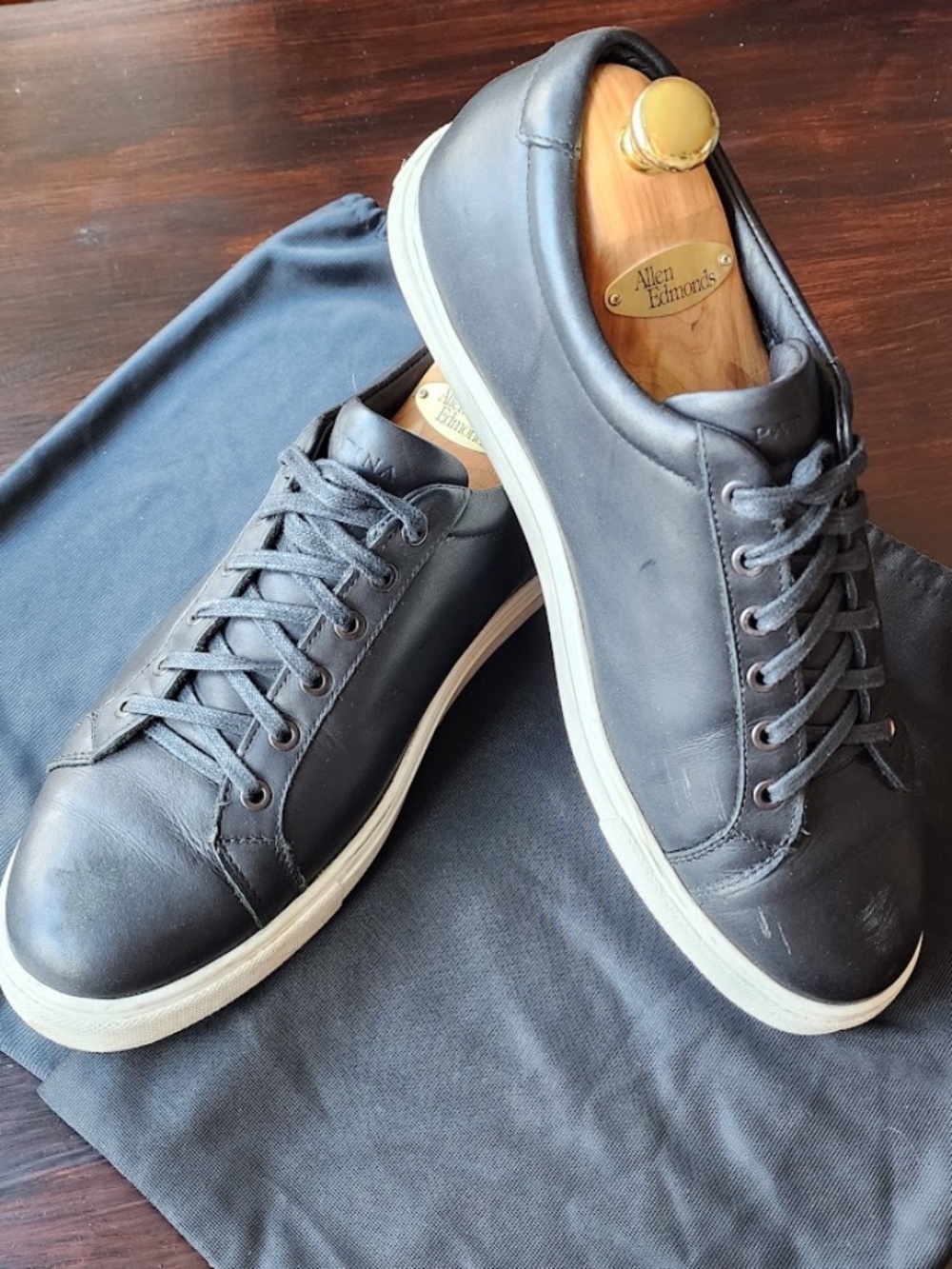 Patina by Portland Leather Black Leather Sneakers Men’s 9.5 – Minimal Low Top - Picture 8 of 11